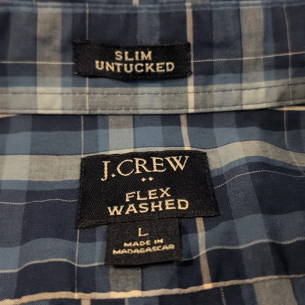 J. Crew Men's Large Slim Untucked Flex Washed Long Sleeve Shirt Style #BI051 - Picture 4 of 15